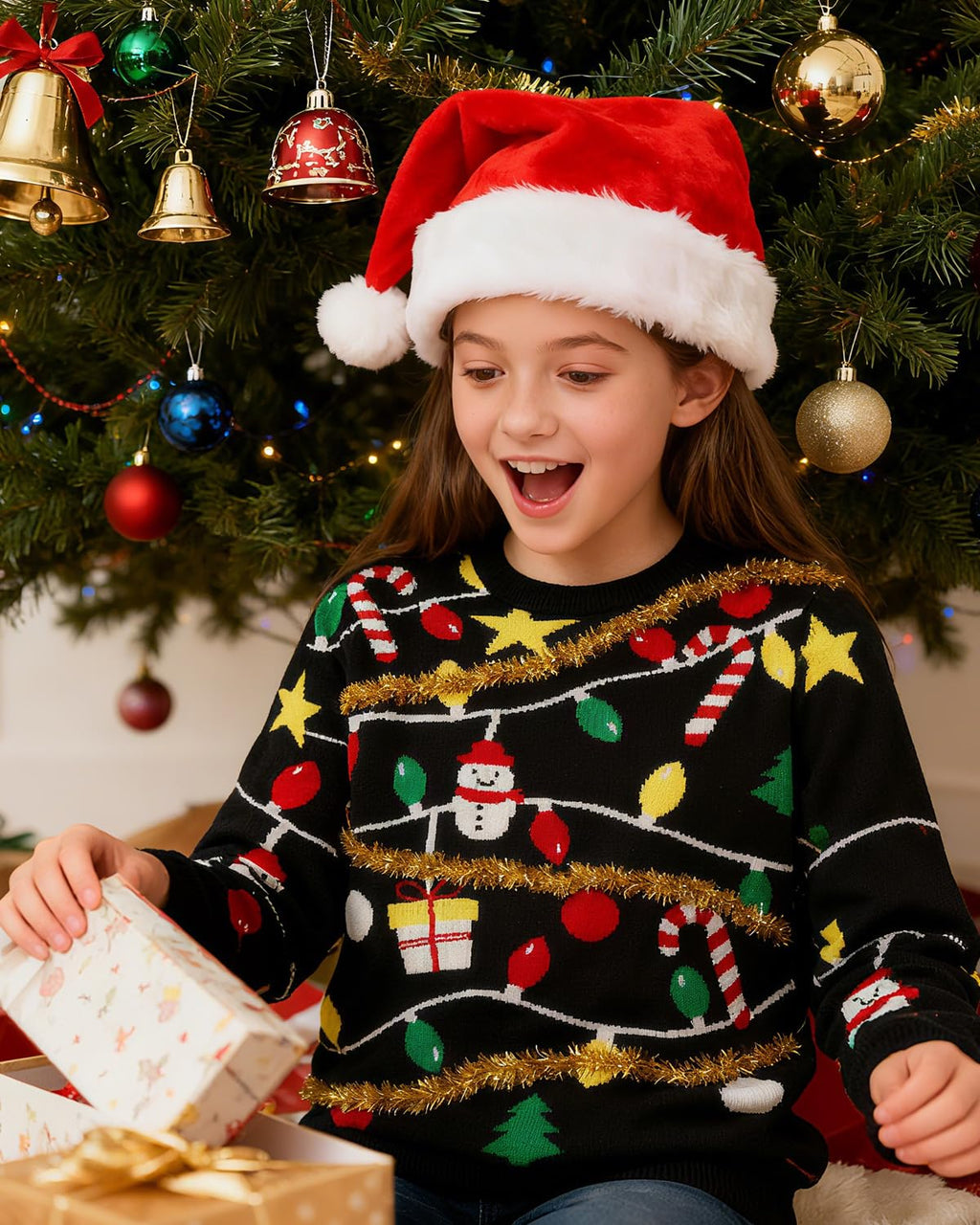 Lanbubble Boys Girls Ugly Christmas Sweater Holiday Party Pullover Xmas Sweatshirt for Kids Size 7-14