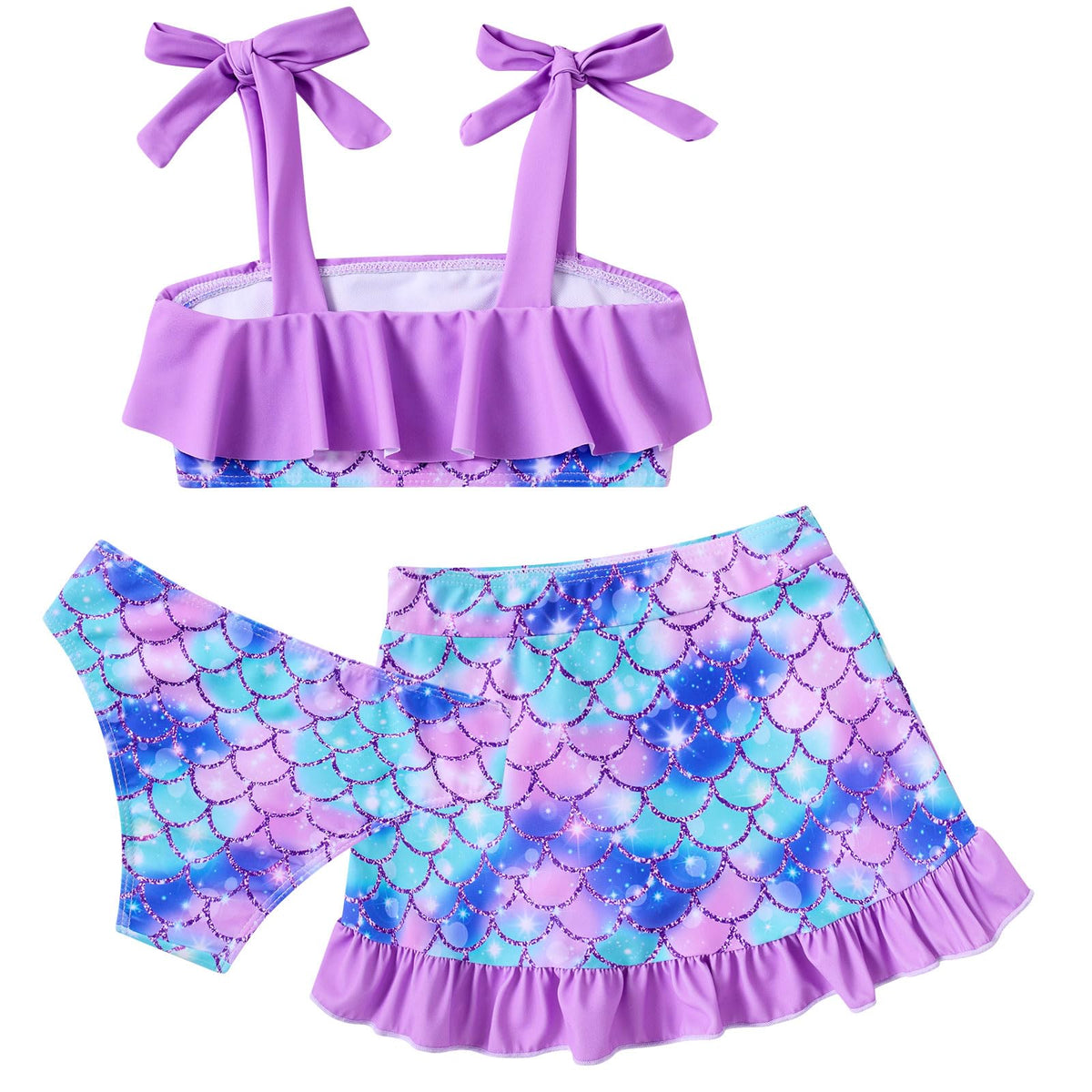 Lanbubble Girls Tankini Swimsuit Set 3 Piece Bathing Suits for Toddler Summer Beach Swimwear Size 3-8 Years