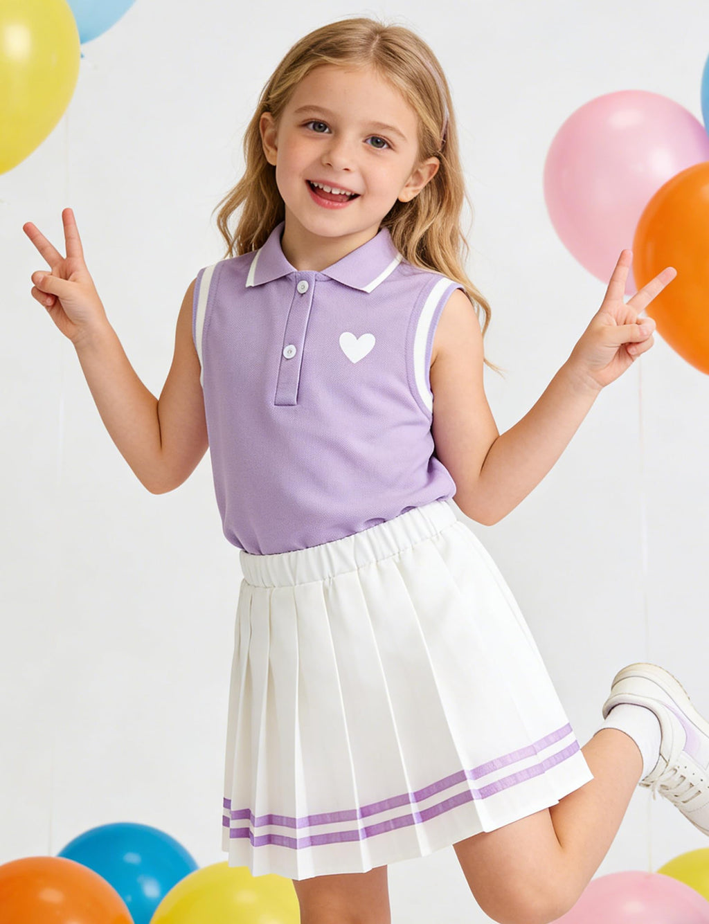Lanbubble Tennis Dresses for Girls Polo Collar Active Dress with Built in Shorts Toddler Skirt Sets Size 3-7Y