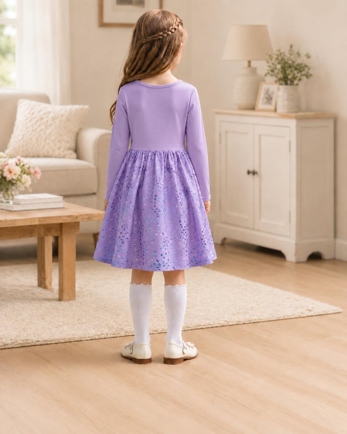 Lanbubble Toddler Girls Long Sleeve Dress A-Line Casual Play Dresses Size 2-7T