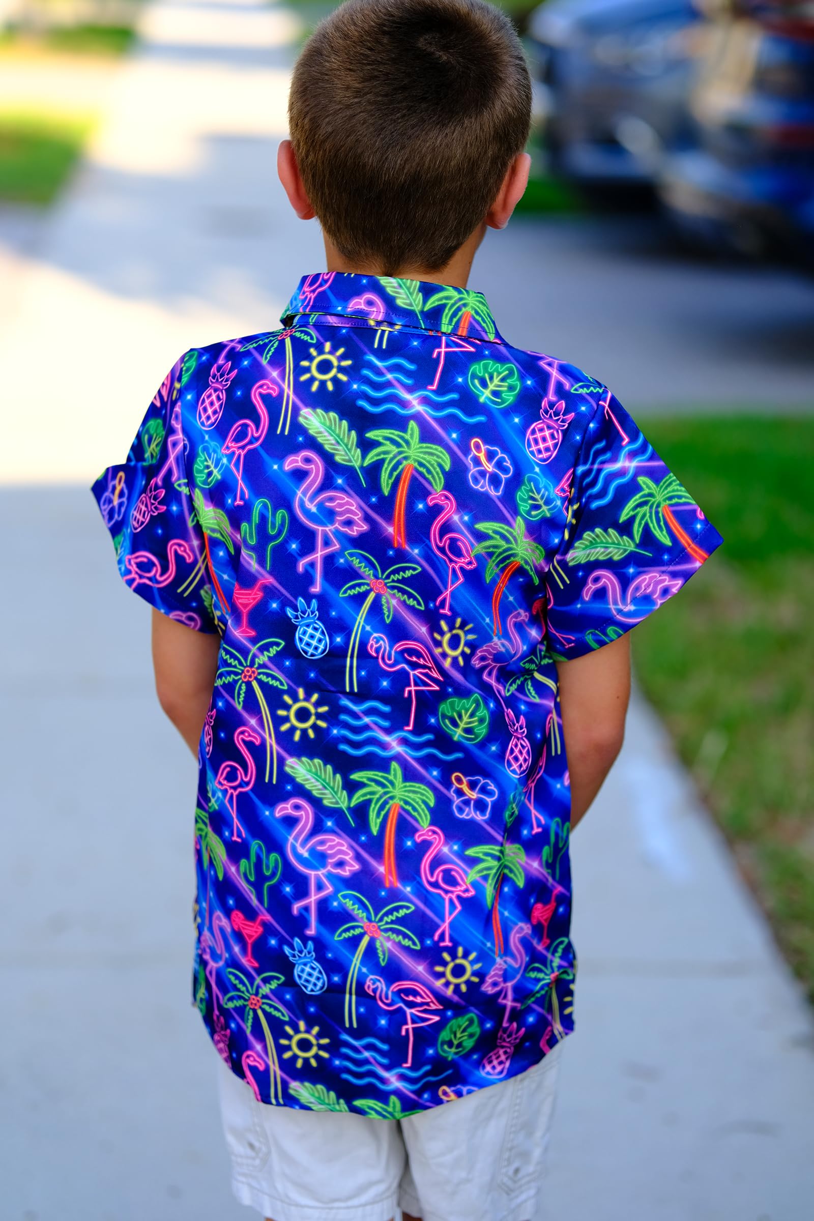 Lanbubble Boys Button Down Shirts 3D Graphic Hawaiian Aloha Short Sleeve Shirt Tops