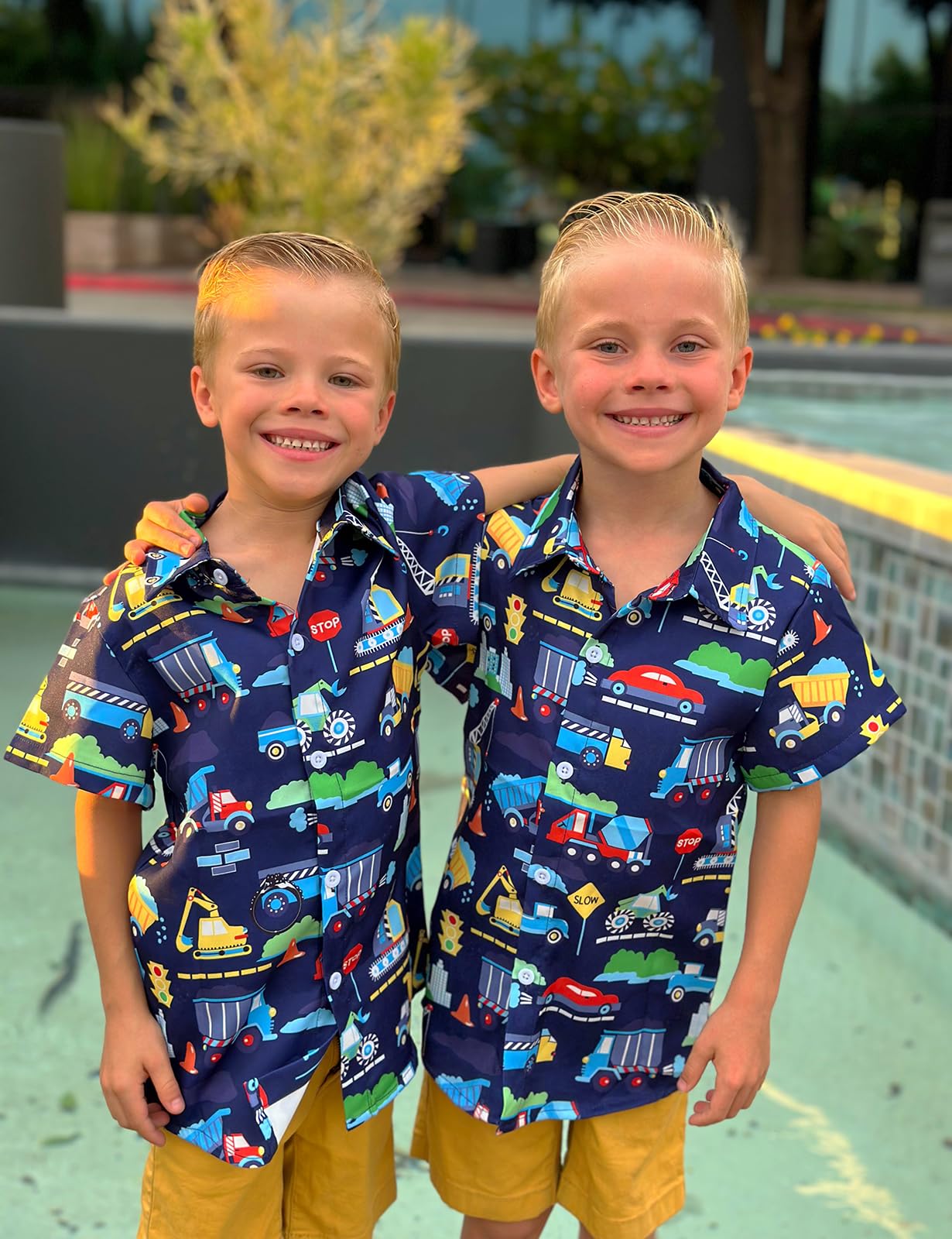 Lanbubble Boys Button Down Shirts 3D Graphic Hawaiian Aloha Short Sleeve Shirt Tops