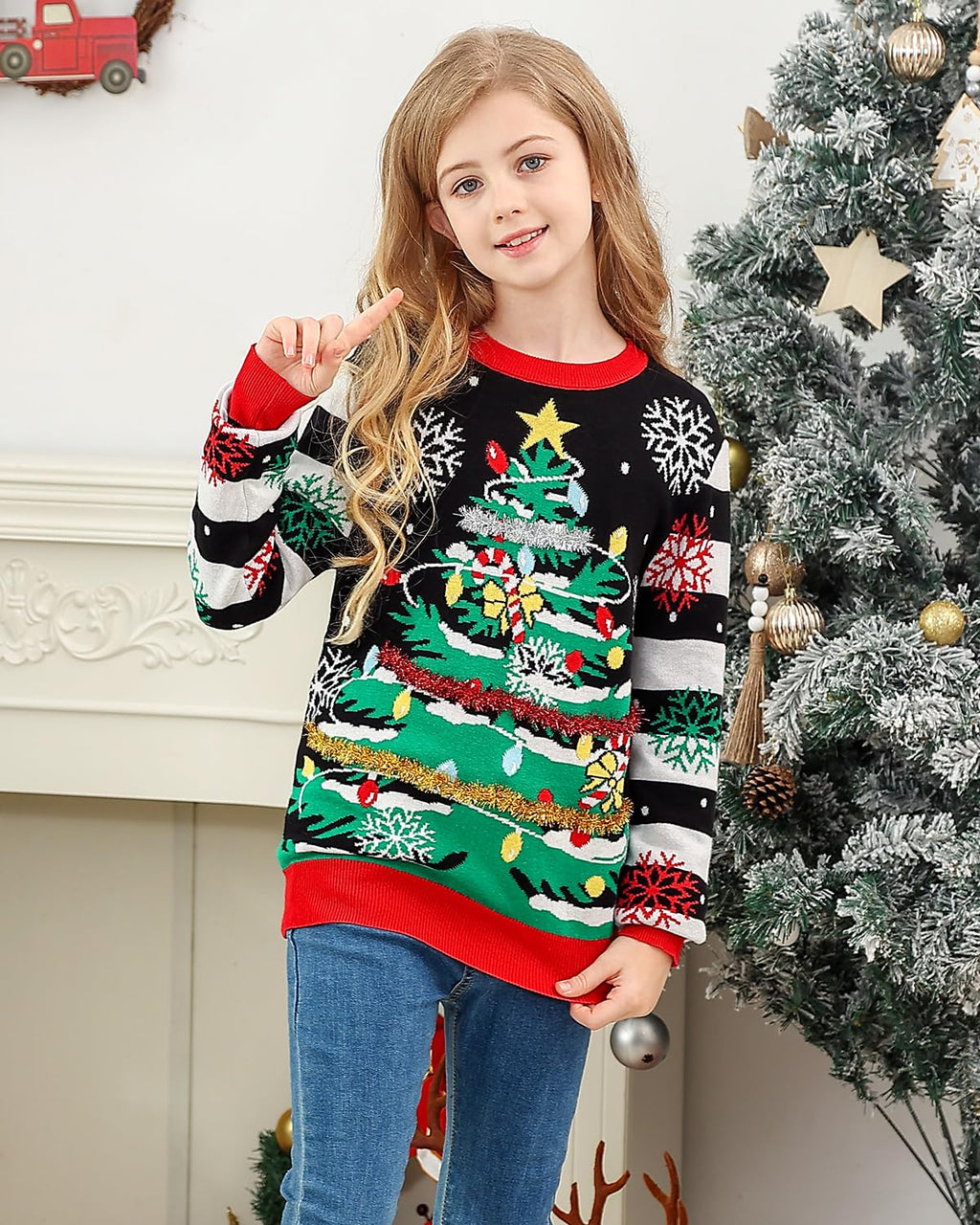 Lanbubble Boys Girls Ugly Christmas Sweater Holiday Party Pullover Xmas Sweatshirt for Kids Size 7-14