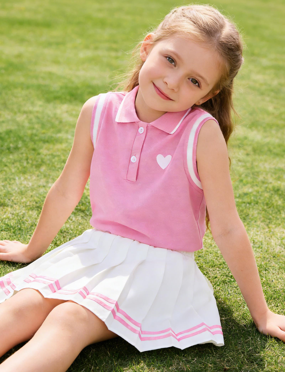 Lanbubble Tennis Dresses for Girls Polo Collar Active Dress with Built in Shorts Toddler Skirt Sets Size 3-7Y