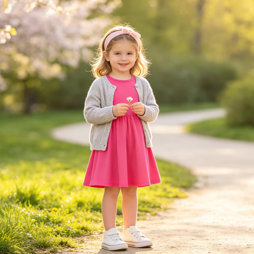 Lanbubble Toddler Girls Long Sleeve Dresses 2 Pack A-Line Casual Play Dresses 2-7Y