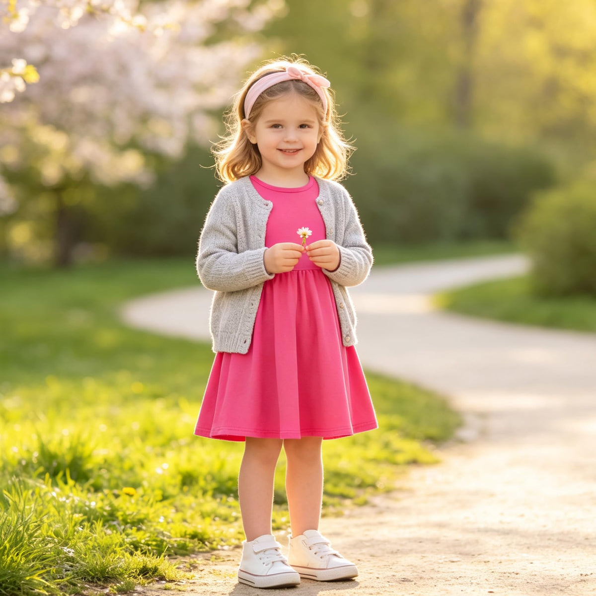 Lanbubble Toddler Girls Long Sleeve Dresses 2 Pack A-Line Casual Play Dresses 2-7Y