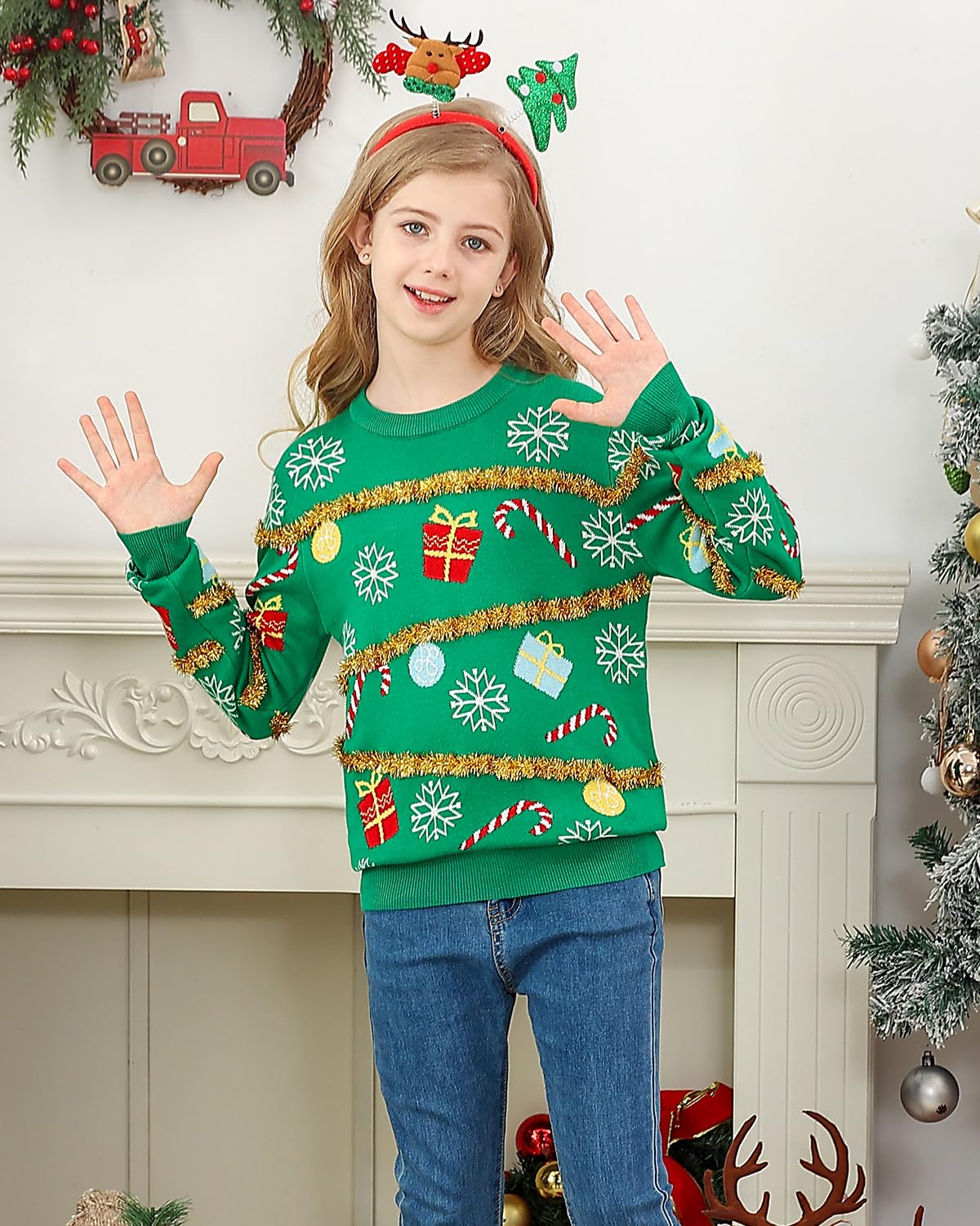 Lanbubble Boys Girls Ugly Christmas Sweater Holiday Party Pullover Xmas Sweatshirt for Kids Size 7-14