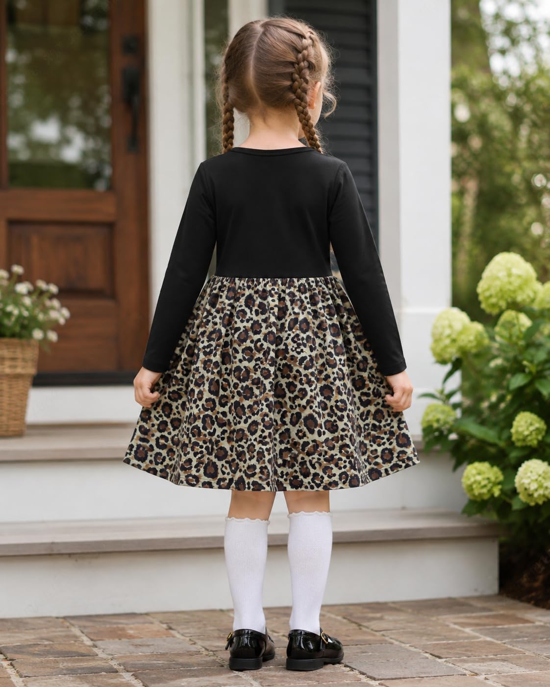 Lanbubble Toddler Girls Long Sleeve Dress A-Line Casual Play Dresses Size 2-7T