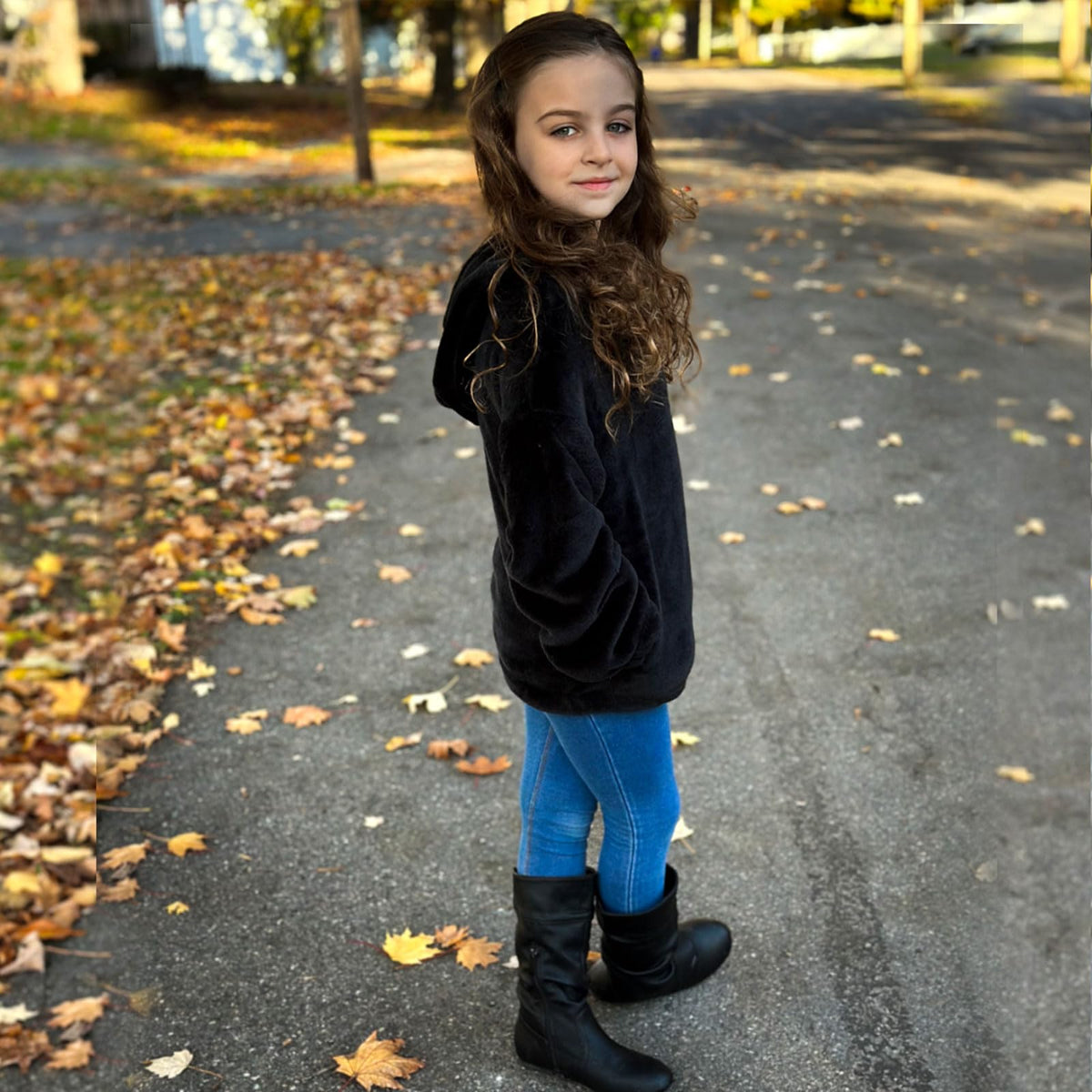 Lanbubble Girls Fuzzy Hoodie Fleece Sweaters Button Pullover Sherpa Jacket Tops for Kids 6-13Y