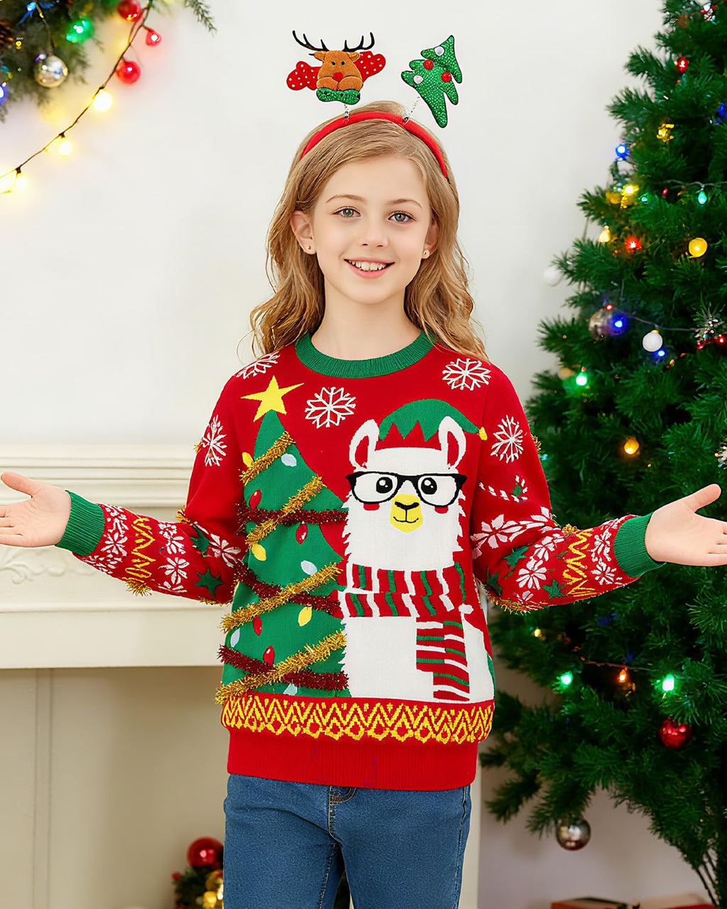 Lanbubble Boys Girls Ugly Christmas Sweater Holiday Party Pullover Xmas Sweatshirt for Kids Size 7-14