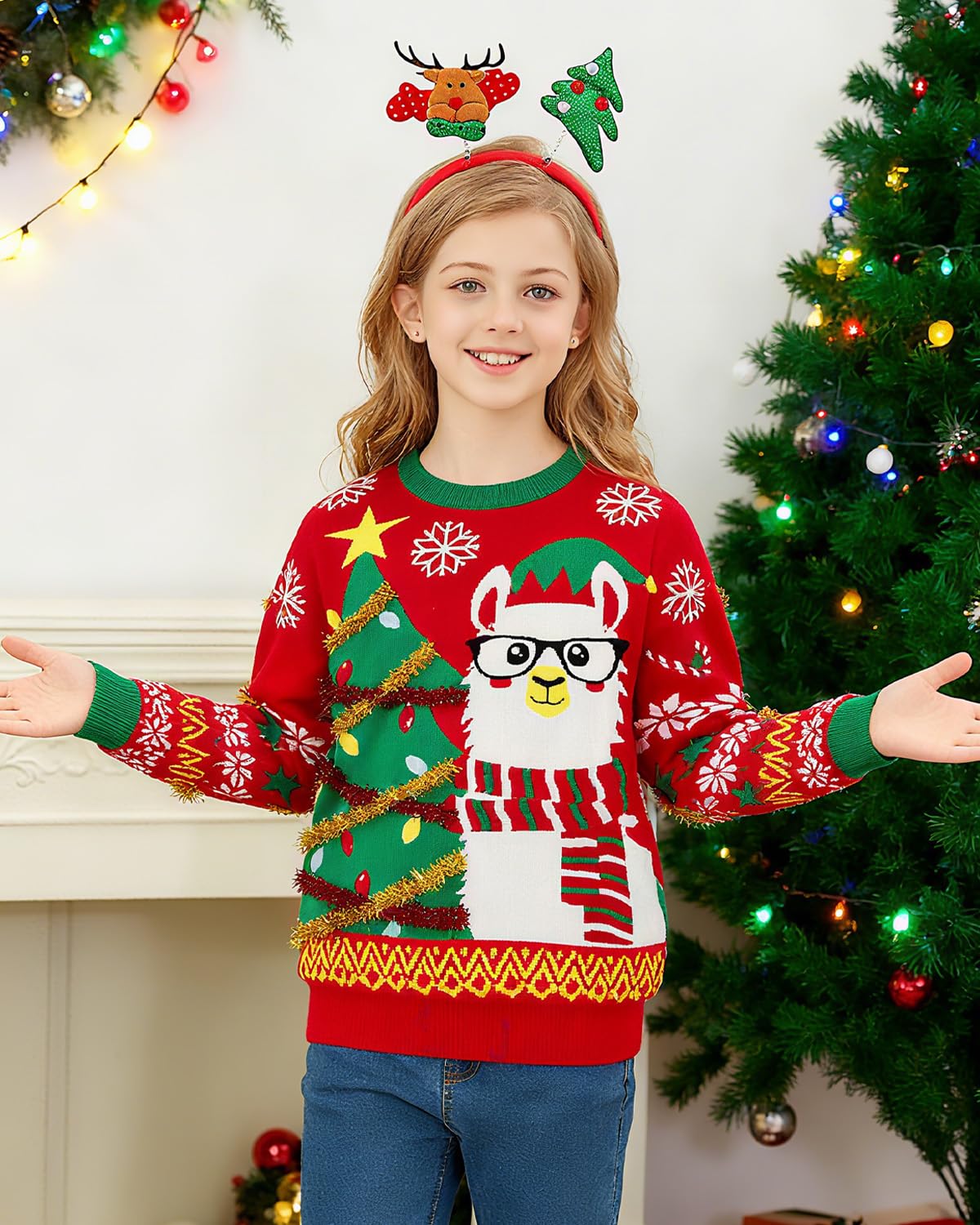 Lanbubble Boys Girls Ugly Christmas Sweater Holiday Party Pullover Xmas Sweatshirt for Kids Size 7-14