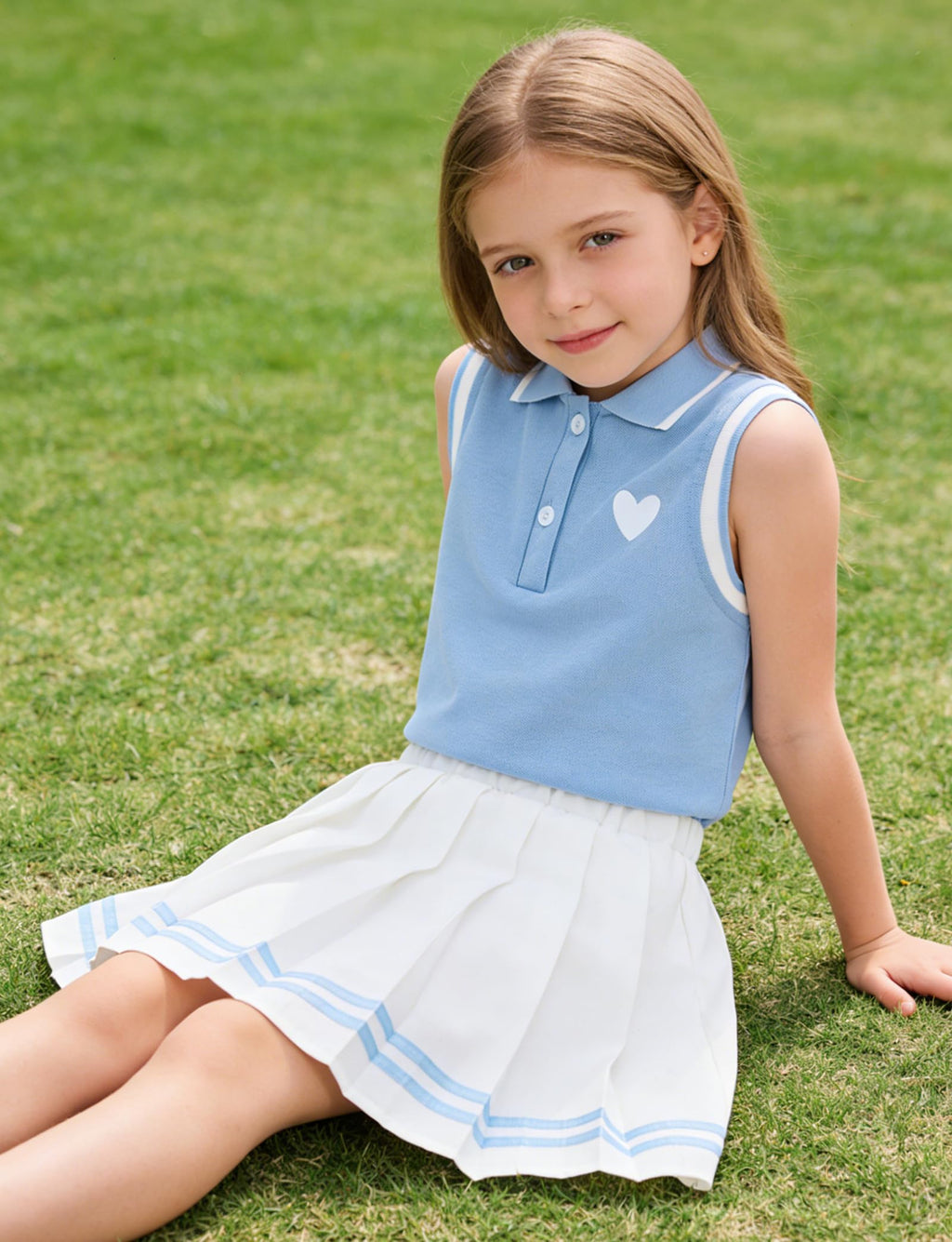 Lanbubble Tennis Dresses for Girls Polo Collar Active Dress with Built in Shorts Toddler Skirt Sets Size 3-7Y