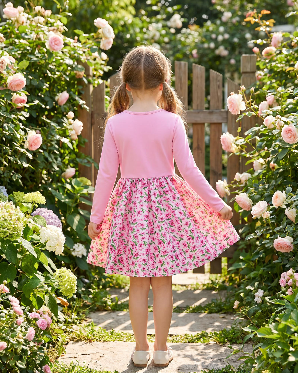 Lanbubble Toddler Girls Long Sleeve Dress A-Line Casual Play Dresses Size 2-7T