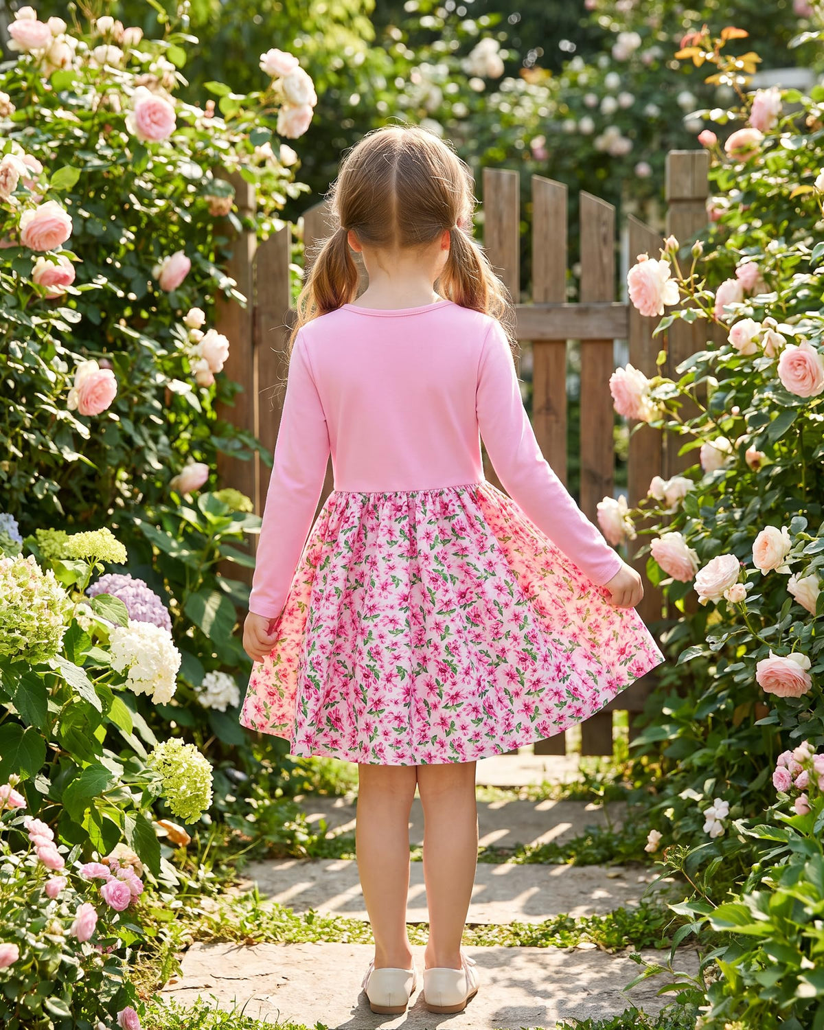 Lanbubble Toddler Girls Long Sleeve Dress A-Line Casual Play Dresses Size 2-7T