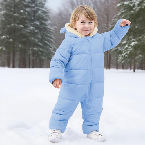 Lanbubble Baby Snowsuit Boys Girls Puffer Jacket Newborn Hooded Coat Toddler Winter Clothes 0M-2T