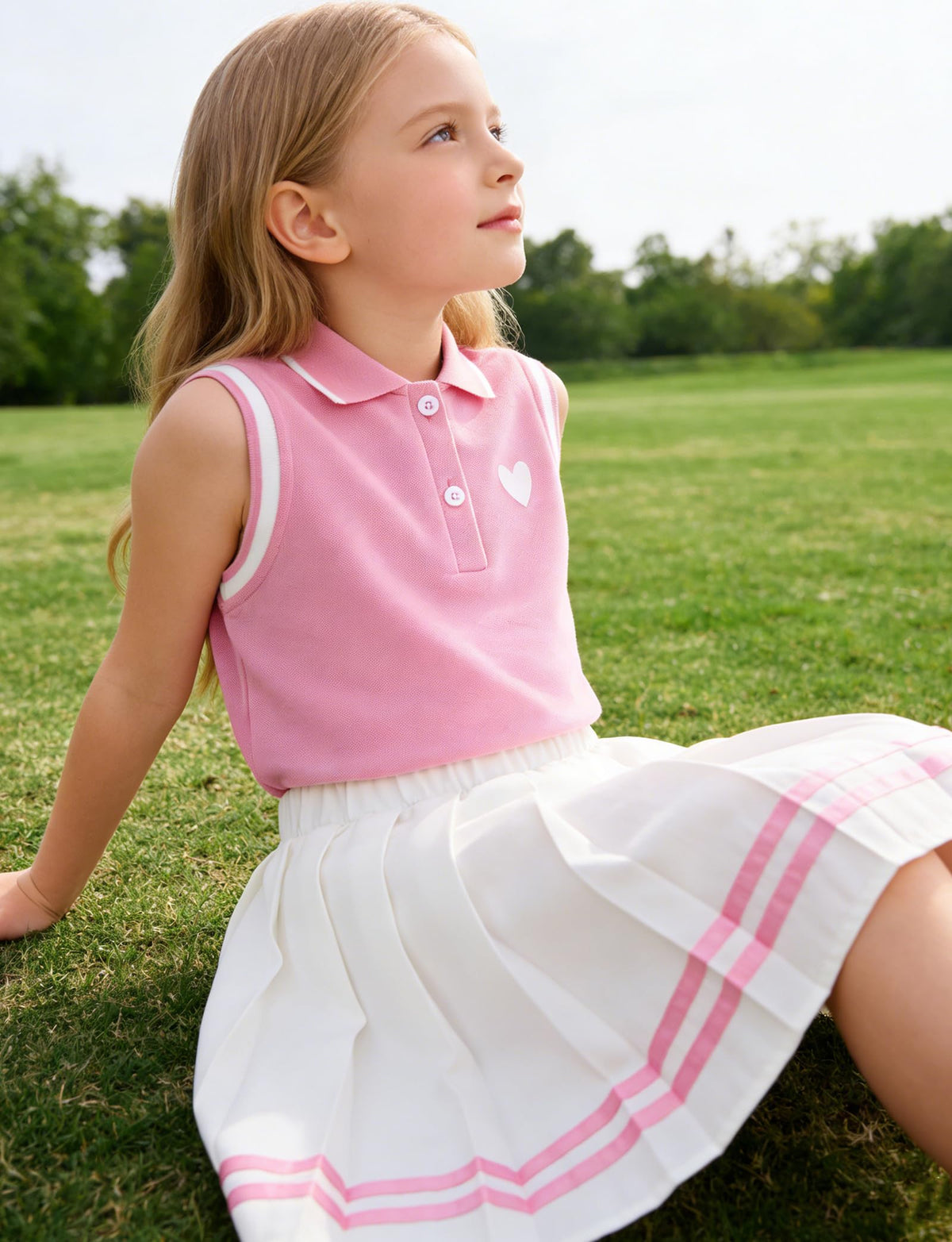 Lanbubble Tennis Dresses for Girls Polo Collar Active Dress with Built in Shorts Toddler Skirt Sets Size 3-7Y