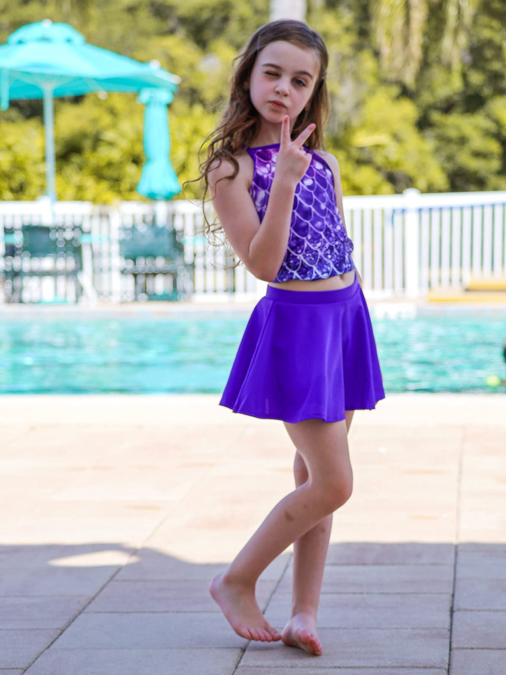 Lanbubble Girls Tankini Swimsuits Set Criss-Cross 2-Piece Bathing Suits Beach Swimwear 5-12 Years