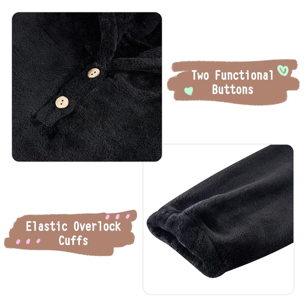 Lanbubble Girls Fuzzy Hoodie Fleece Sweaters Button Pullover Sherpa Jacket Tops for Kids 6-13Y