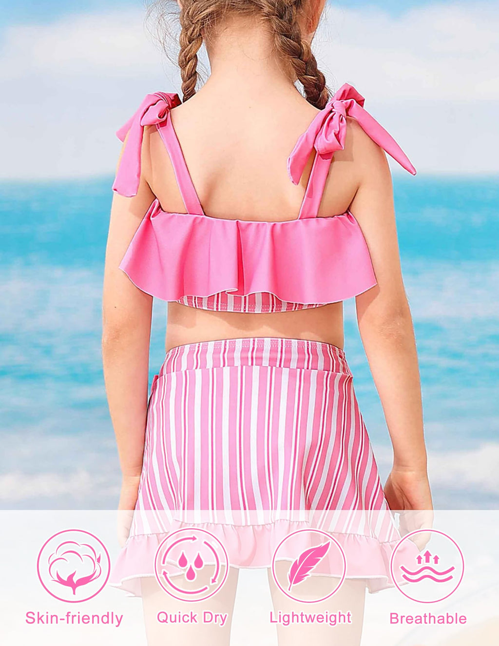 Lanbubble Girls Tankini Swimsuit Set 3 Piece Bathing Suits for Toddler Summer Beach Swimwear Size 3-8 Years