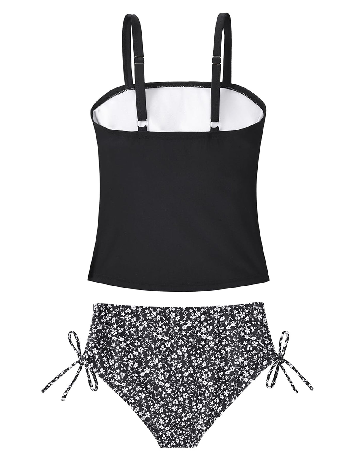 Lanbubble Girls Tankini Swimsuits for Teens 2 Piece Padded Bathing Suit Drawstring Swimwear Set 9-16T