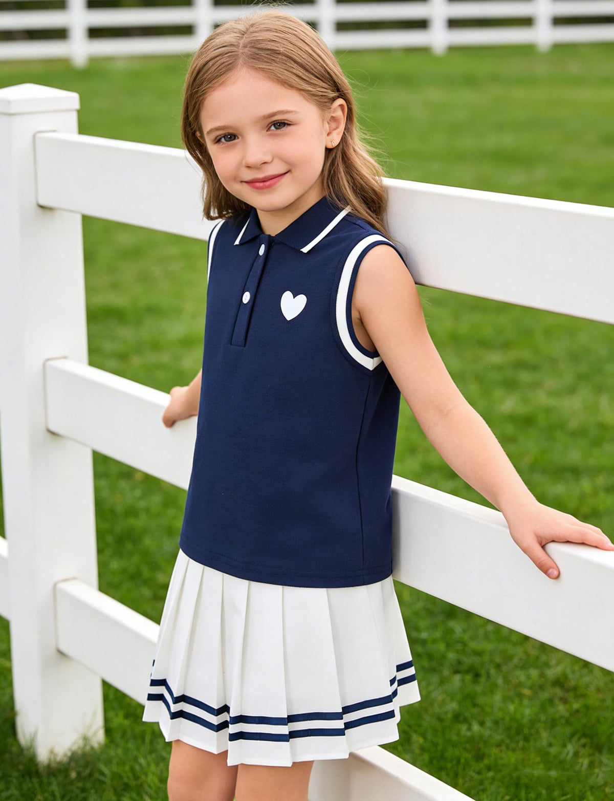Lanbubble Tennis Dresses for Girls Polo Collar Active Dress with Built in Shorts Toddler Skirt Sets Size 3-7Y