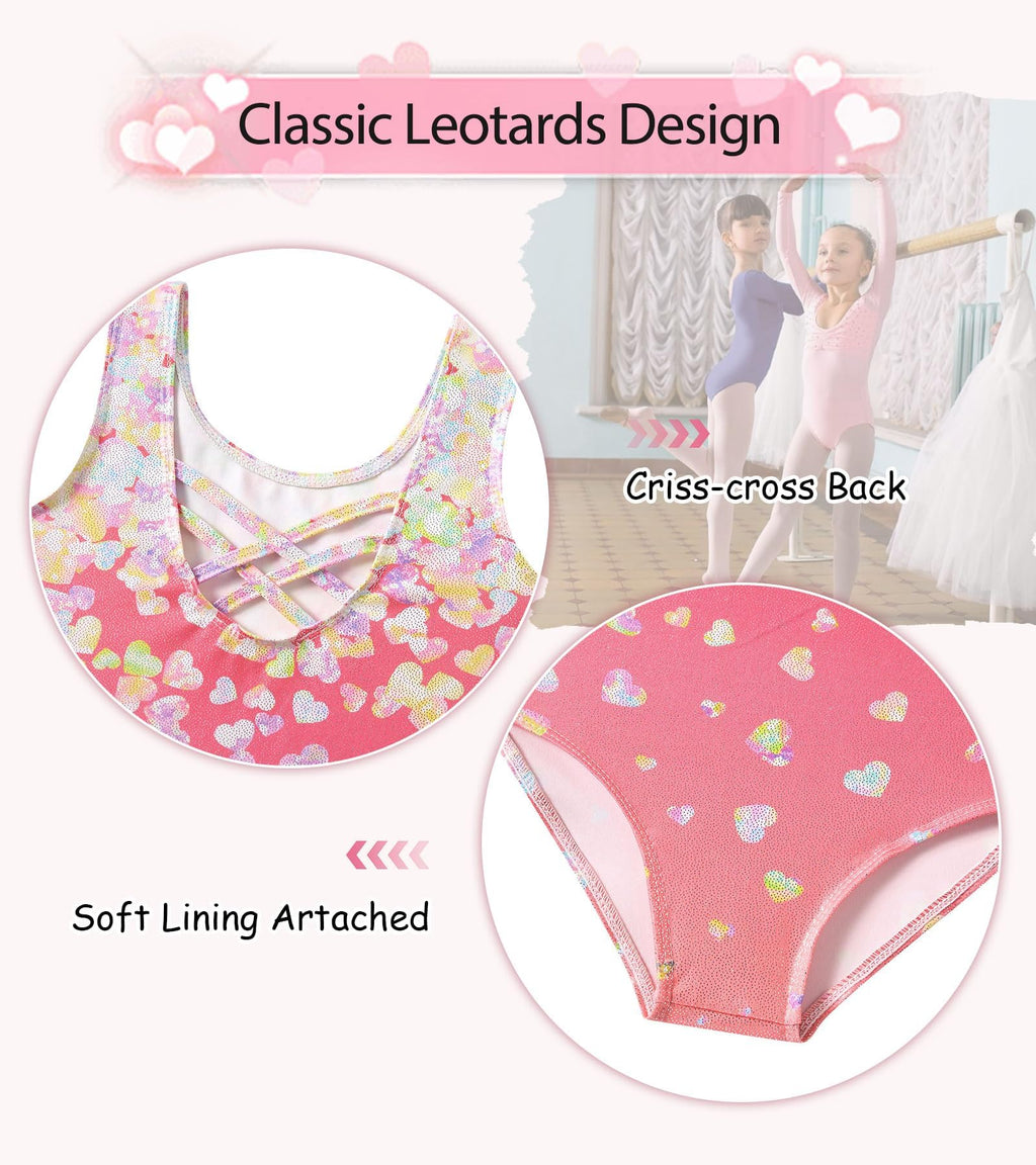 Lanbubble Girls Gymnastics Leotards Sleeveless Ballet Leotard for Girl Dance Outfit with Skirt Hair Scrunchie 5-9 Years