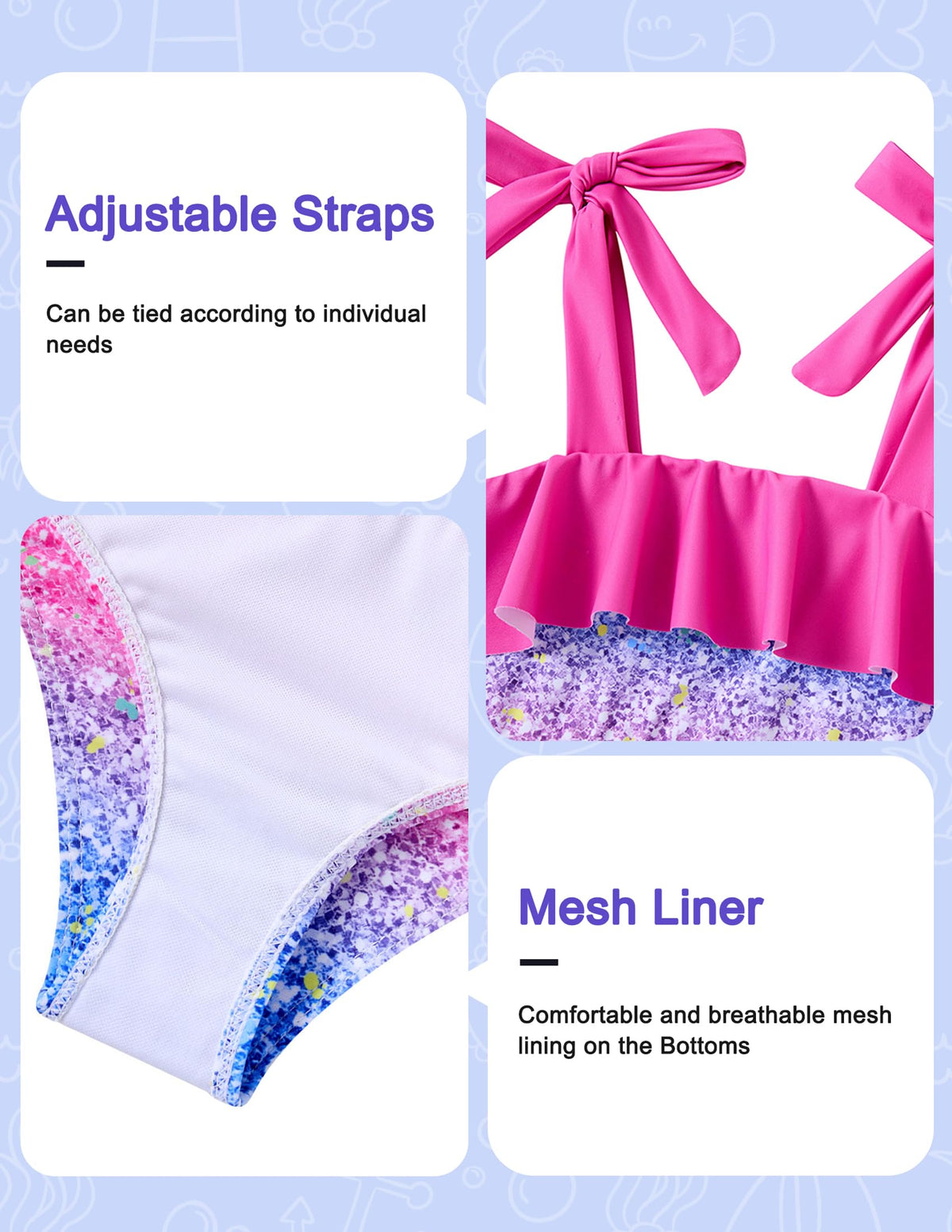 Lanbubble Girls Tankini Swimsuit Set 3 Piece Bathing Suits for Toddler Summer Beach Swimwear Size 3-8 Years