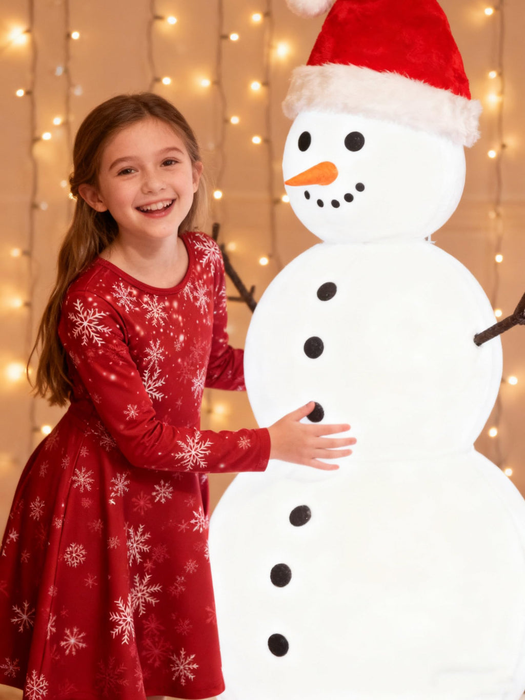 Lanbubble Girls Christmas Dresses Long Sleeve A-Line Casual Dress Twirly Skater Dresses 5-13 Years