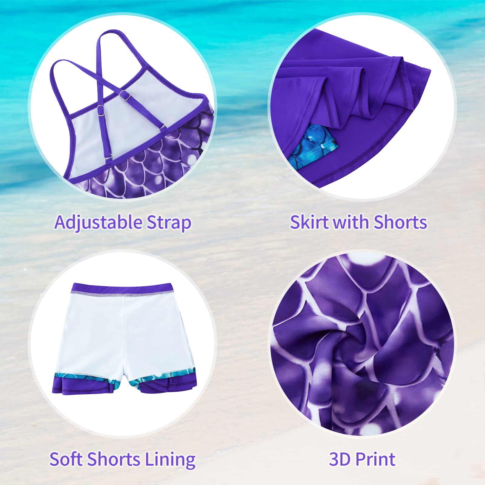 Lanbubble Girls Tankini Swimsuits Set Criss-Cross 2-Piece Bathing Suits Beach Swimwear 5-12 Years