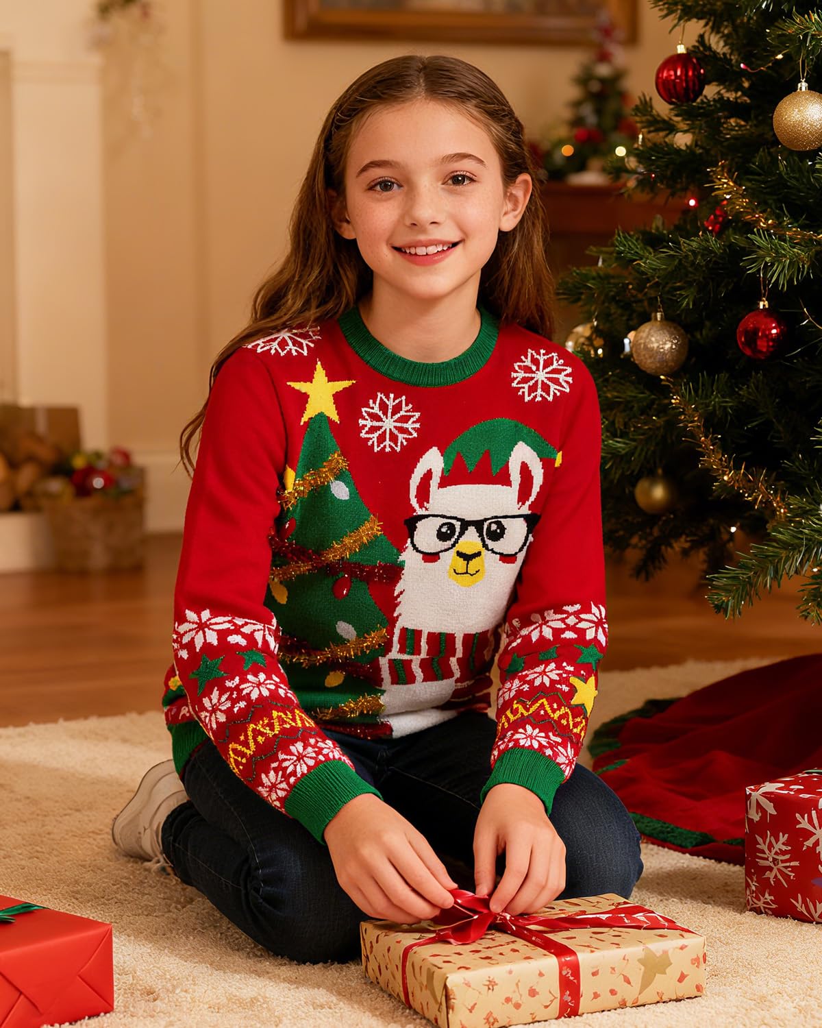 Lanbubble Boys Girls Ugly Christmas Sweater Holiday Party Pullover Xmas Sweatshirt for Kids Size 7-14