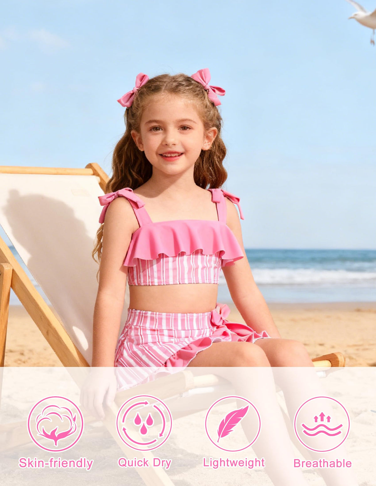 Lanbubble Girls Tankini Swimsuit Set 3 Piece Bathing Suits for Toddler Summer Beach Swimwear Size 3-8 Years