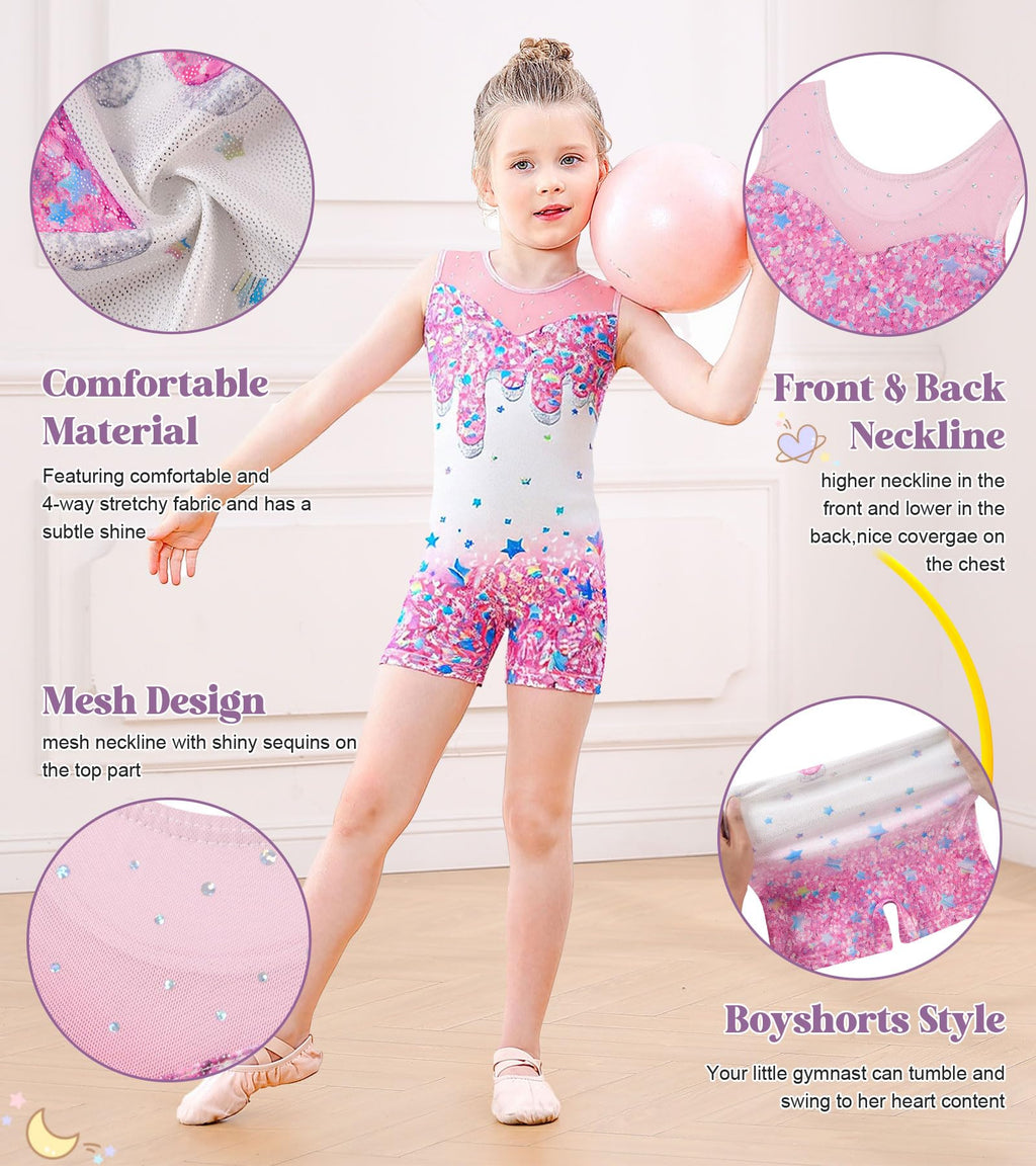 Gymnastics Leotards for Girls Toddler Unitard Biketard Clothes Cute Kid Dance Outfit 3-7T