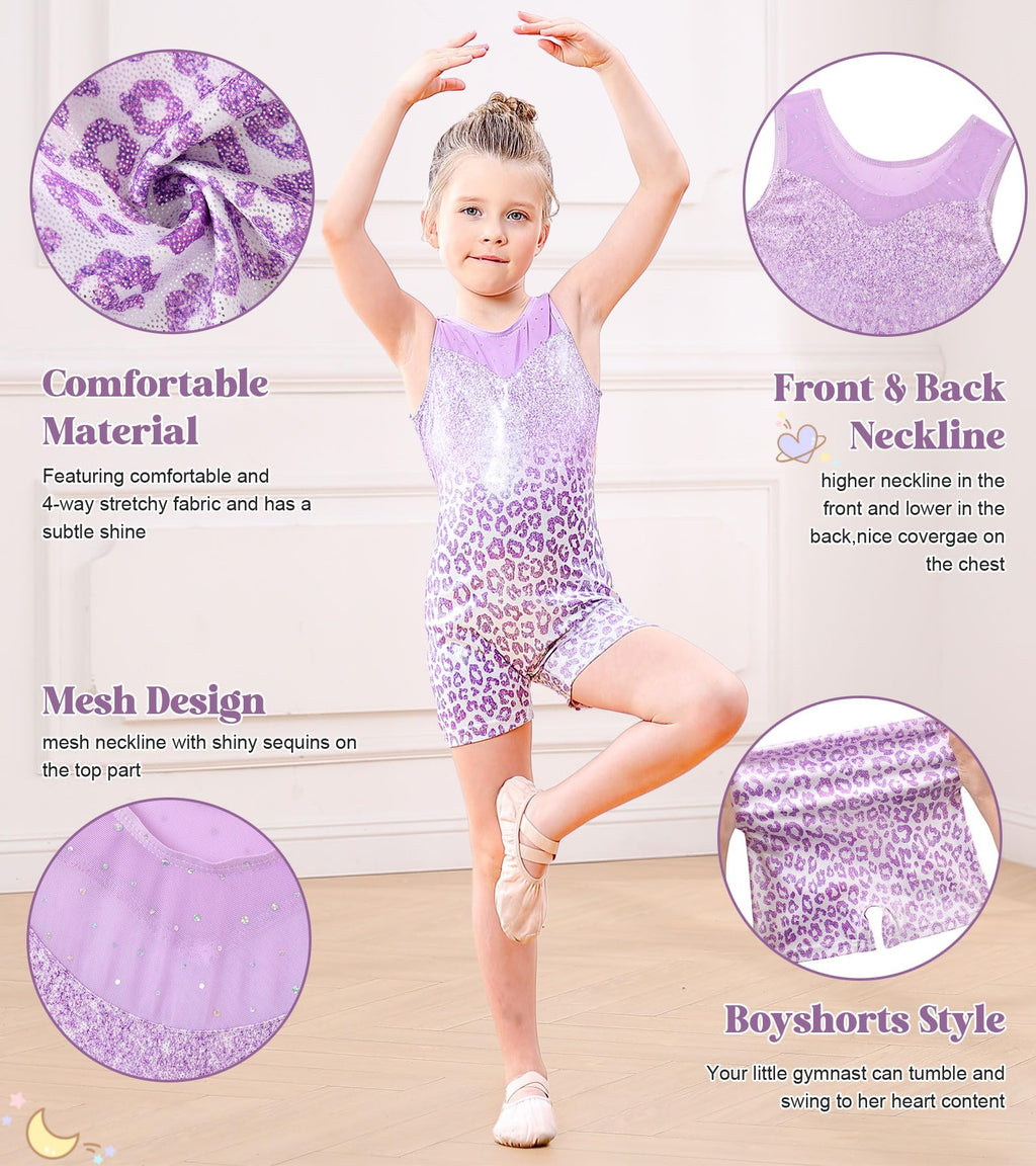 Gymnastics Leotards for Girls Toddler Unitard Biketard Clothes Cute Kid Dance Outfit 3-7T
