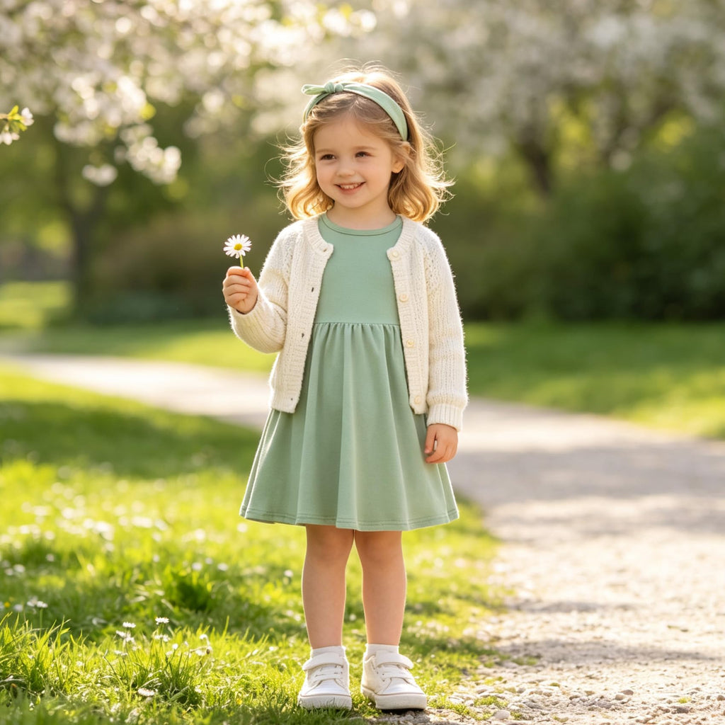 Lanbubble Toddler Girls Long Sleeve Dresses 2 Pack A-Line Casual Play Dresses 2-7Y