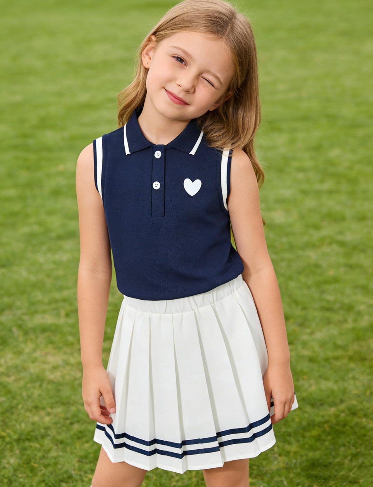 Lanbubble Tennis Dresses for Girls Polo Collar Active Dress with Built in Shorts Toddler Skirt Sets Size 3-7Y