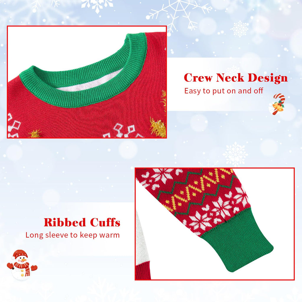 Lanbubble Boys Girls Ugly Christmas Sweater Holiday Party Pullover Xmas Sweatshirt for Kids Size 7-14