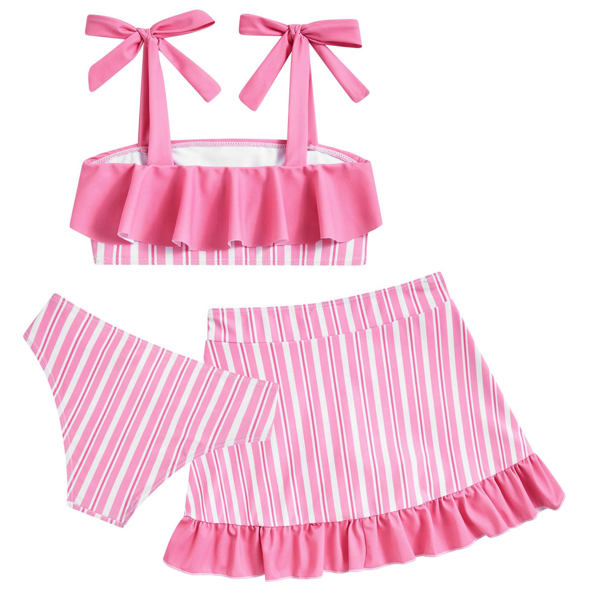 Lanbubble Girls Tankini Swimsuit Set 3 Piece Bathing Suits for Toddler Summer Beach Swimwear Size 3-8 Years
