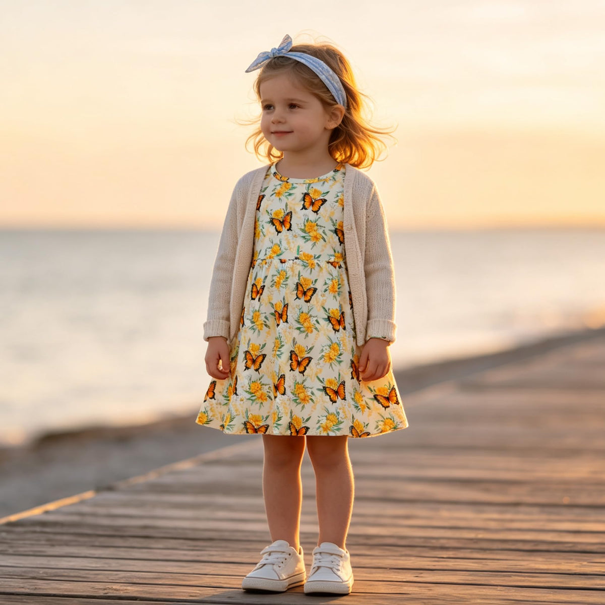 Lanbubble Toddler Girls Long Sleeve Dresses 2 Pack A-Line Casual Play Dresses 2-7Y
