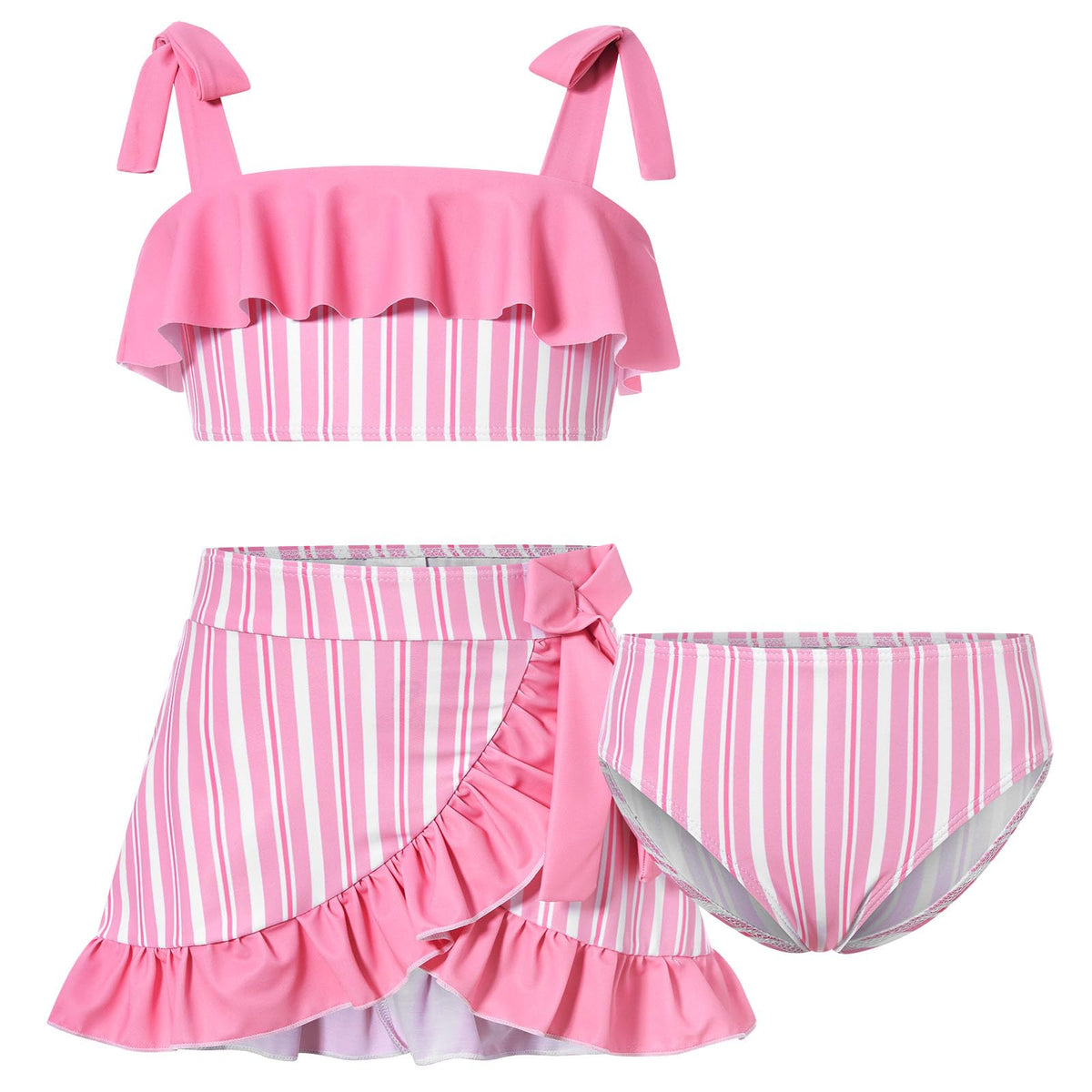 Lanbubble Girls Tankini Swimsuit Set 3 Piece Bathing Suits for Toddler Summer Beach Swimwear Size 3-8 Years