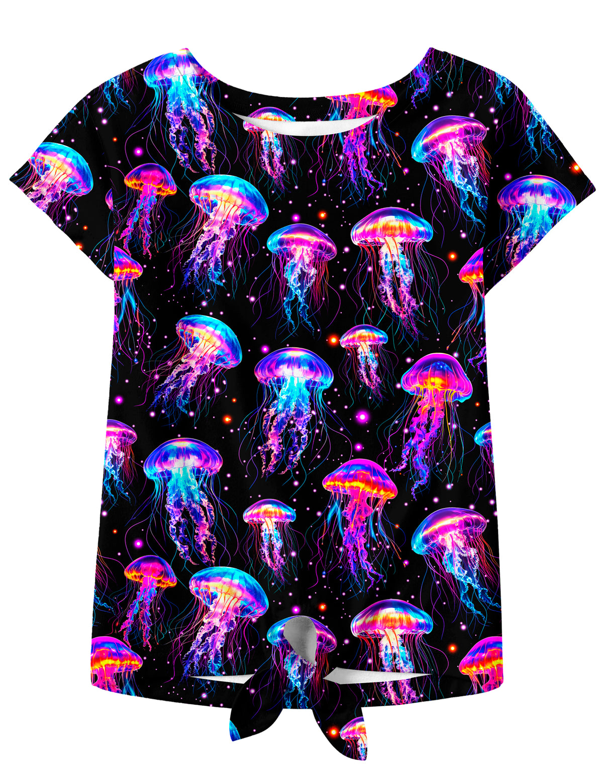 Lanbubble Girls Graphic T-Shirt Tie Dye Kids Short Sleeve Tee Shirt Tie Front Tops 7-12 Years